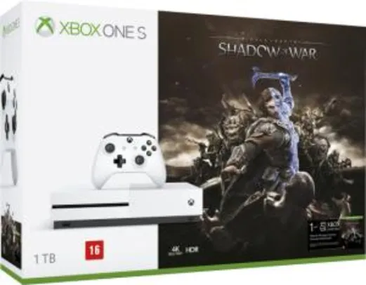 Console Xbox One S - Shadow Of War - 1Tb.. R$ 1.495,12