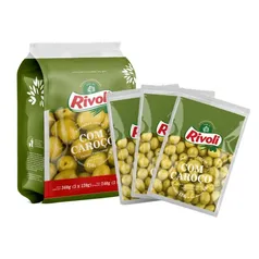 Pack Azeitona Verde em Conserva com Caroço Rivoli Sachê 240g com 3 Unidades de 80g