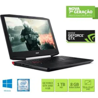 [CARTÃO SUBMARINO] Notebook Gamer Acer VX5-591G-54PG Intel Core i5 8GB (GeForce GTX 1050 com 4GB) 1TB Tela LED 15,6" Windows 10 - Preto