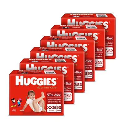 Kit de Fraldas Huggies Hiper Supreme Care XXG - 312 Unidades