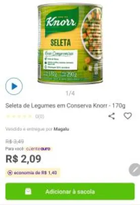 App + Cliente Ouro | Seleta de Legumes em Conserva Knorr - 170g | R$2,09