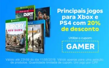 Cupom de 20% de desconto em games