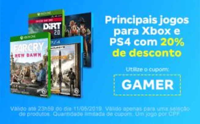 Cupom de 20% de desconto em games