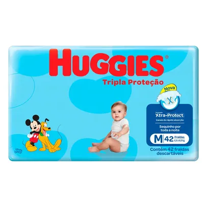 (REGIONAL / 50% OFF na 2ª Unid.) Fralda Huggies Tripla Proteção Xtra-Protect M Pacote - 42 Unidades