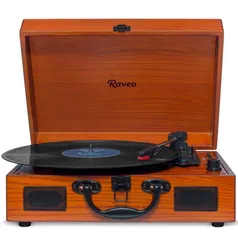 [Com Cashback R$269]Toca Discos Raveo Vitrola Sonetto Wood, Bluetooth, USB, Marrom - 90-08226