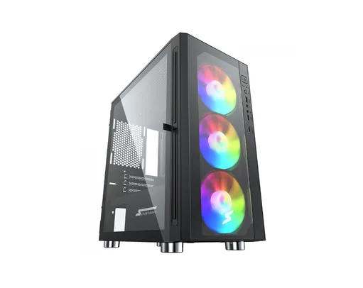 Gabinete Gamer SuperFrame Bunker, Mid Tower, Vidro Temperado, M-ATX, Black, Sem Fonte, Com 3 Fans