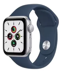 Apple Watch SE (GPS, 40mm) - Caixa de alumínio galactic silver - Pulseira esportiva Azul-abissal