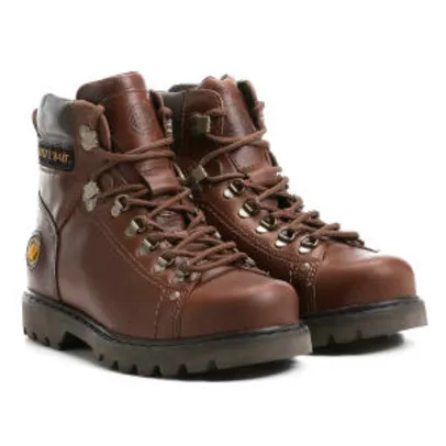 Bota Couro Coturno Cano Curto West Coast Worker Masculina - Café