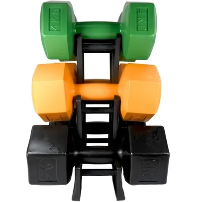 [AME SC - 42,79] Conjunto de Halteres com Suporte de 4kg 5kg 6kg - Life Zone