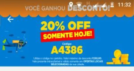 20% OFF em compras de qualquer valor no Peixe Urbano