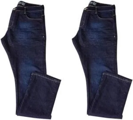 Kit com Duas Calças Masculinas Jeans e Sarja com Lycra | R$80
