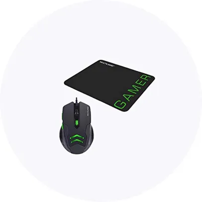 Mouse Gamer Multilaser 3200DPI 6 Botões Preto/Verde com Mouse Pad - MO273