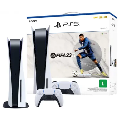 Console Playstation 5 + FIFA 23, 825GB, White, Com 1 Controle, PS5