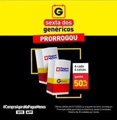 Pague Menos - Combine 04 genéricos e ganhe 50% OFF