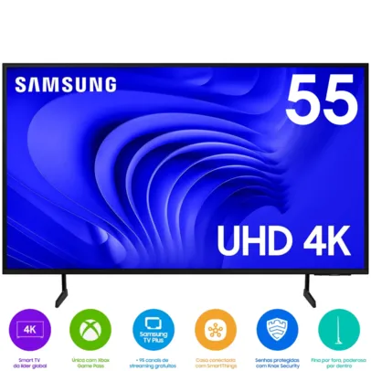 [Do Brasil/ Magalu] Samsung Smart TV 55 Polegadas 4K 55DU7700 2024, Processador Crystal 4K, Xbox Game Pass, Gaming Hub, AI Energy Mode