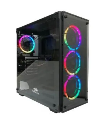 Gabinete Gamer Redragon, Wheel Jack, Mid Tower, Vidro Temperado, Black, S/Fonte, S/Fan | R$269