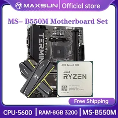Kit placa mãe processador e memória 2x8 GB RAM Maxsun Gaming  Terminator B550m Cpu Amd Ryzen 5 5600 