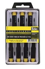 Eda 8NI Chaves Torx de Precisão, 7 Peças, Aço Cromo Vanádio, Preto - R$22