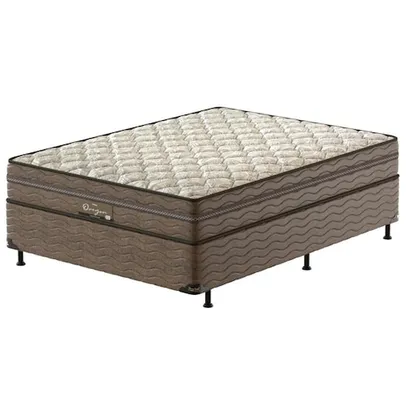 Cama Box Casal Probel Óregon com Euro Pillow e Molas Prolastic 62x138x188 cm - Bege/Marrom