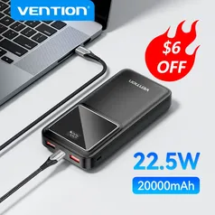 Vention 22.5W 10000mAh Power Bank bateria portátil com carga rápida