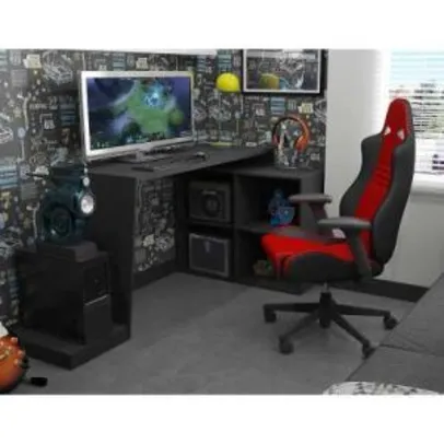 Mesa Para Computador Gamer 4 Nichos Bmg 03 - Preto - R$370