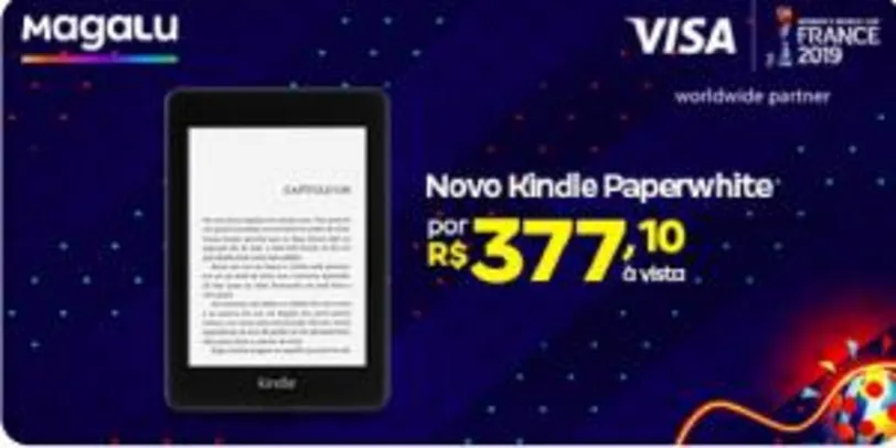 Novo Kindle Paperwhite Amazon Tela 6” 8GB Wi-Fi - Luz Embutida e à Prova dÁgua Preto - R$377
