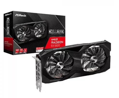 Placa de Vídeo Asrock Radeon RX 6600 Challenger D, 8GB, GDDR6, FSR, Ray Tracing, 90-GA2RZZ-00UANF