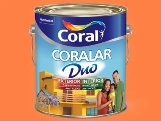 Tinta Acrílica Coralar Duo Exterior e Interior Laranja Maracatu Galão 3,6 Litros Kit com 04 Unidades