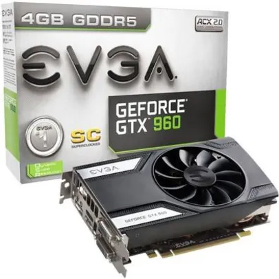 Placa de Vídeo VGA EVGA GeForce GTX 960 4GB SC DDR5 128 bits PCI-E 3.0 04G-P4-1962-KR