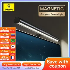 Luz LED magnética suspensa para tela de computador, mesa, laptop, leitura, monitor, USB