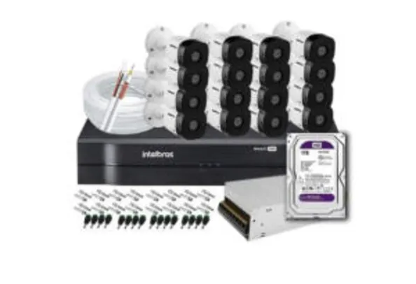 Kit 16 Câmeras de Segurança Infra HD 720p Intelbras VHL 1120B + DVR Intelbras Multi HD + HD WD Purple R$1700