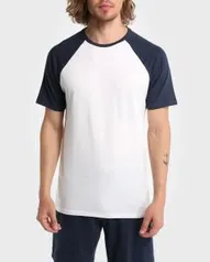 Camiseta Raglan Masculina Basic - Branco | R$ 15