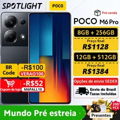 [Do Brasil]POCO M6 Pro Versão Global Câmera Tripla AMOLED, 120Hz, 64MP, 120 MP, Amoled, IVA Livre