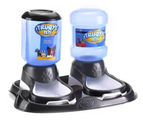 Kit Bebedouro e Comedouro Automático Para Pets - Truqys Pets Preto