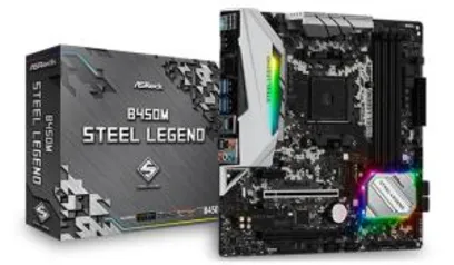 Placa Mãe ASRock B450M Steel Legend, Chipset B450, AMD AM4, mATX, DDR4 | R$519