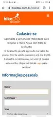 50% OFF no plano anual do Bike Itaú