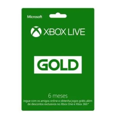 Xbox Live Gold - 6 Meses VISA CHECKOUT por R$ 18