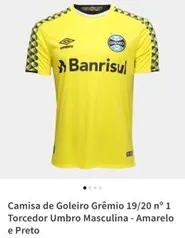Camisa de Goleiro Grêmio 19/20 nº 1 Torcedor Umbro Masculina - Amarelo e Preto