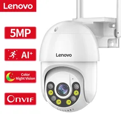 [APP/Taxa Inclusa] - Câmera De Vigilância Lenovo 5MP Ptz Wifi 5G 5MP Com Zomm Digital 4X, Visão noturna, Detecção de movimento