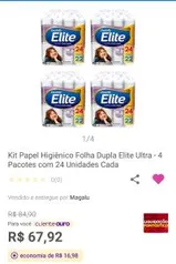 [Cliente Ouro] Kit Papel Higiênico Folha Dupla Elite Ultra - 4 Pacotes com 24 Unidades Cada R$68