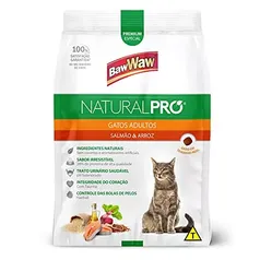 [R$ 11,83 SUPER/REC] Ração Baw Waw Natural Pro para gatos adultos sabor Salmão e Arroz - 1kg