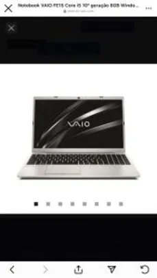 VAIO FE15 Core™ i5 10ª Geração Windows 10 Home SSD - Prata | R$4068
