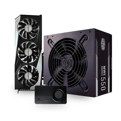 GeForce RTX 3060 + Fonte Cooler Master MWE V2, 550W + Placa de Som Asus Xonar U5 | R$6.600