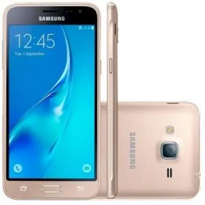 [Mega Mamute] Smartphone Samsung Galaxy J3 Desbloqueado Tela 5" 8GB 4G Dual Chip Câmera Frontal Android 5.1 Dourado por R$ 617