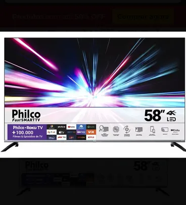 Smart TV Philco PTV58G70R2CSGBL LED Roku OS 4K 58 110V/240V