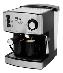 Cafeteira Philco 15Bar automática preta e prata expresso 127V