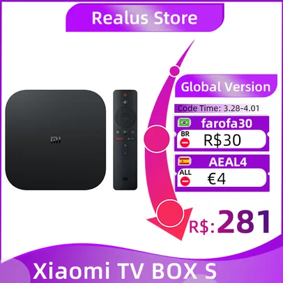 Global Version Xiaomi Mi TV Box S 4K Ultra HD Android TV 9.0 HDR 2GB 8GB WiFi Google Cast 