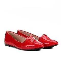 Sapatilha Moleca Slipper Verniz Feminina - Vermelho | R$45