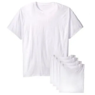 Kit 5 camisetas básicas masculina t-shirt algodão branca tee - Part.B | R$ 70