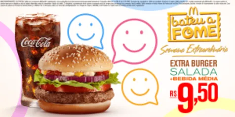 Cupom para Extra Burger Salada + Bebida Média por R$ 10 Das 15h às 18 h